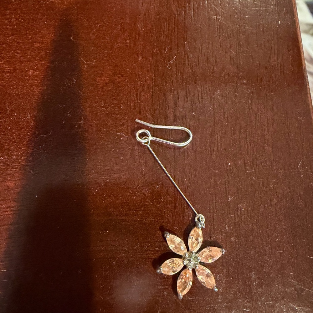 ISO Elegant Silver Flower Drop Earring